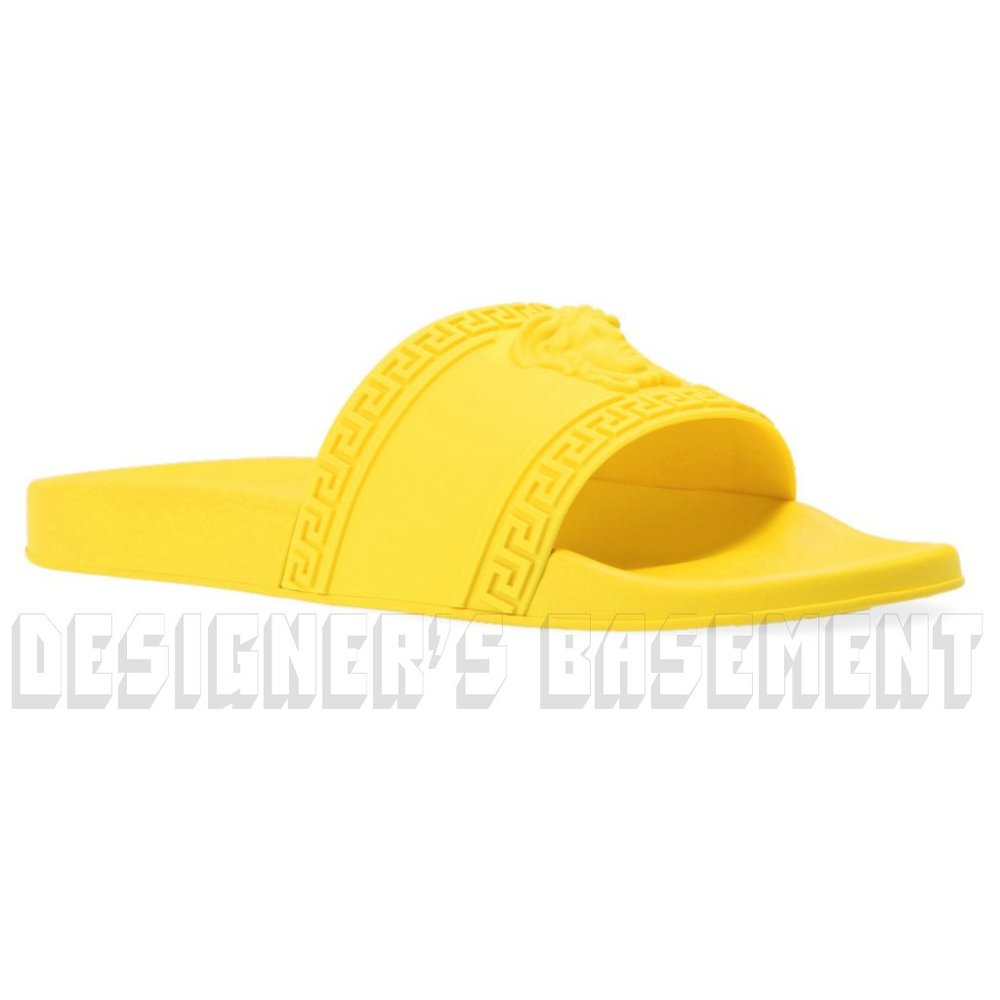 VERSACE mens 47EU - 14US sun yellow CARDINAL Medusa head FLIP-FLOP slide sandals - Picture 3 of 9